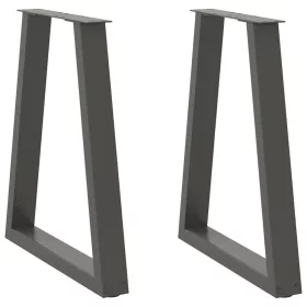    2 db antracitszürke, V-alakú acél étkezőasztalláb 60 x (72-73,3) cm
