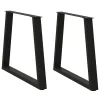  2 db fekete, V-alakú acél étkezőasztal láb 70 x (72-73,3) cm