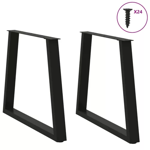  2 db fekete, V-alakú acél étkezőasztal láb 70 x (72-73,3) cm