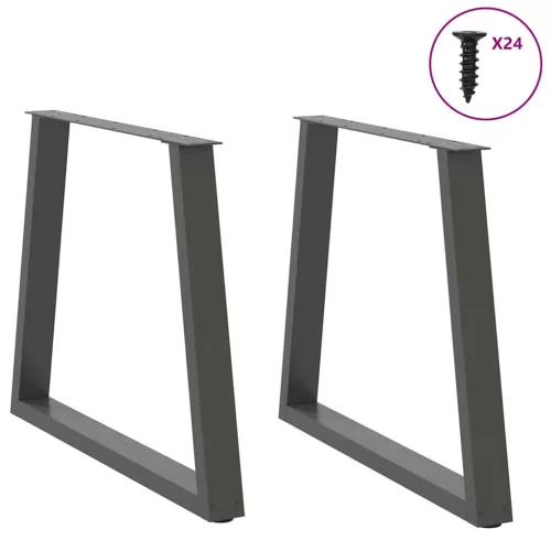  2 db antracitszürke, V-alakú acél étkezőasztalláb 70 x (72-73,3) cm
