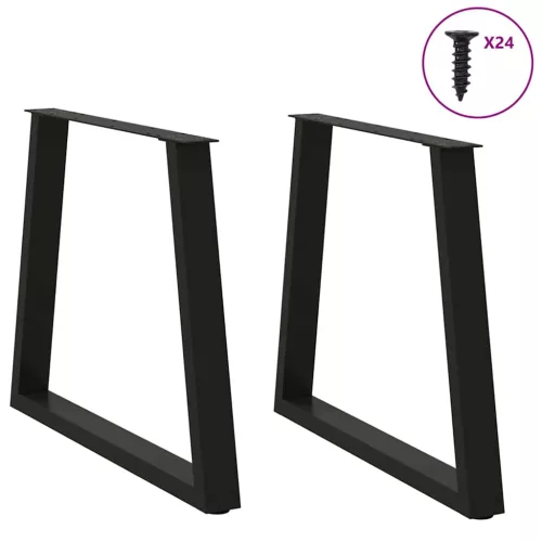  2 db fekete, V-alakú acél étkezőasztal láb 80 x (72-73,3) cm