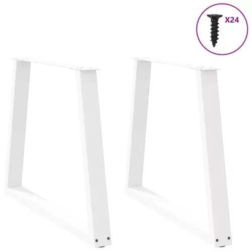  2 db fehér, V-alakú acél étkezőasztal láb 80 x (72-73,3) cm