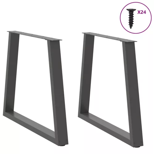  2 db antracitszürke, V-alakú acél étkezőasztal láb 80 x (72-73,3) cm