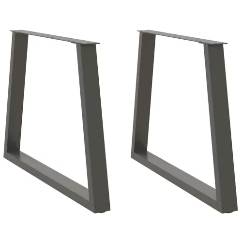  2 db antracitszürke, V-alakú acél étkezőasztal láb 90 x (72-73,3) cm