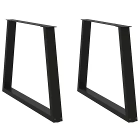    2 db V-alakú étkezőasztal láb fekete 100 x (72-73,3) cm acél étkezőasztal láb