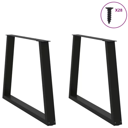  2 db V-alakú étkezőasztal láb fekete 100 x (72-73,3) cm acél étkezőasztal láb