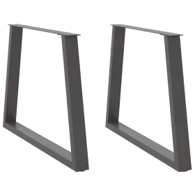    2 db antracitszürke étkezőasztal V-alakú láb 100 x (72-73,3) cm acél étkezőasztal láb