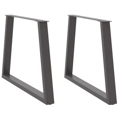  2 db antracitszürke étkezőasztal V-alakú láb 100 x (72-73,3) cm acél étkezőasztal láb