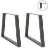  2 db antracitszürke étkezőasztal V-alakú láb 100 x (72-73,3) cm acél étkezőasztal láb