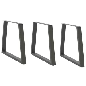    3 db antracitszürke, V-alakú acél étkezőasztalláb 70 x (72-73,3) cm