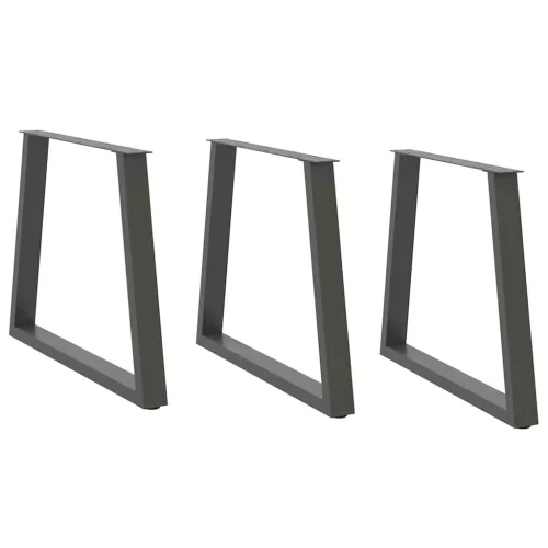  3 db antracitszürke, V-alakú acél étkezőasztalláb 70 x (72-73,3) cm