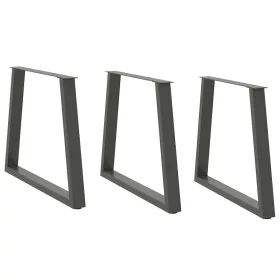    3 db antracitszürke, V-alakú acél étkezőasztalláb 80 x (72-73,3) cm