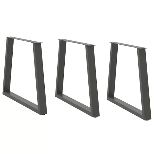  3 db antracitszürke, V-alakú acél étkezőasztalláb 80 x (72-73,3) cm