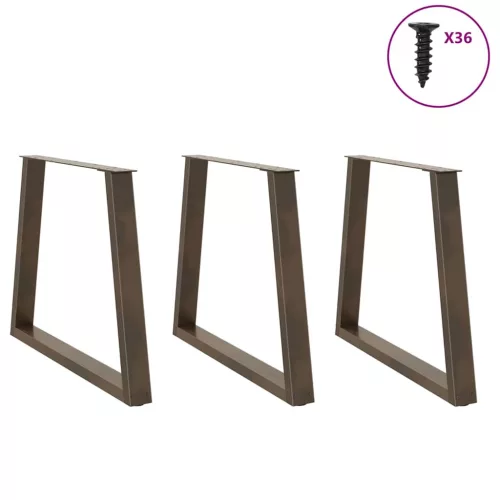  3 db V-alakú natúr acél étkezőasztal láb 80x(72-73,3) cm acél