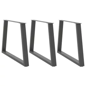   3 db antracitszürke étkezőasztal láb V-alakú 100 x (72-73,3) cm acél étkezőasztal láb