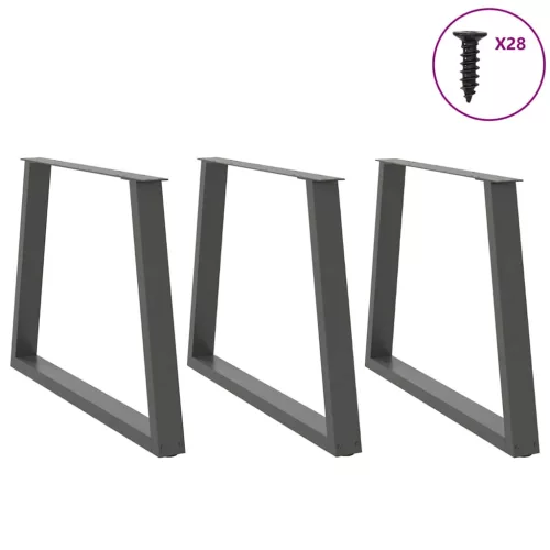  3 db antracitszürke étkezőasztal láb V-alakú 100 x (72-73,3) cm acél étkezőasztal láb