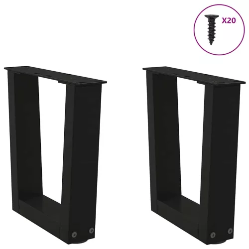  2 db fekete, V-alakú acél dohányzóasztal láb 40 x (30-31,3) cm