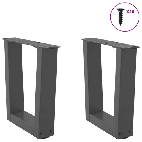  2 db antracitszürke, V-alakú acél dohányzóasztal láb 40 x (30-31,3) cm