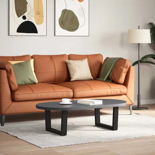  2 db fekete, V-alakú acél dohányzóasztal láb 50 x (30-31,3) cm