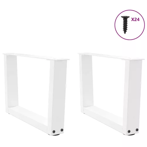  2 db fehér, V-alakú acél dohányzóasztal láb 50 x (30-31,3) cm