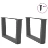  2 db antracitszürke, V-alakú acél dohányzóasztal láb 50 x (30-31,3) cm