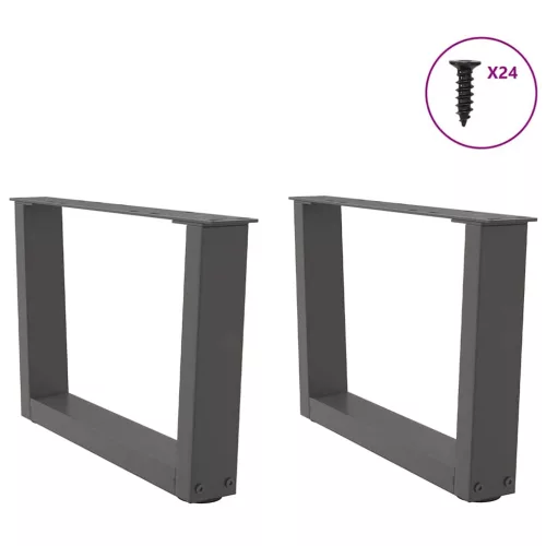  2 db antracitszürke, V-alakú acél dohányzóasztal láb 50 x (30-31,3) cm