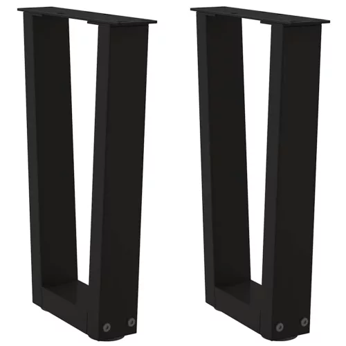  2 db fekete, V-alakú acél dohányzóasztal láb 38 x (42-43,3) cm