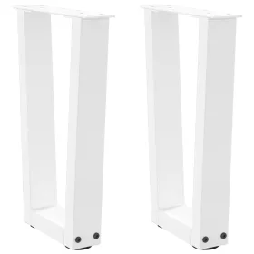    2 db fehér, V-alakú acél dohányzóasztal láb 38x(42-43,3) cm