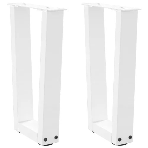  2 db fehér, V-alakú acél dohányzóasztal láb 38x(42-43,3) cm