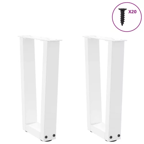  2 db fehér, V-alakú acél dohányzóasztal láb 38x(42-43,3) cm