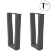  2 db antracitszürke, V-alakú acél dohányzóasztal láb 38x(42-43,3) cm