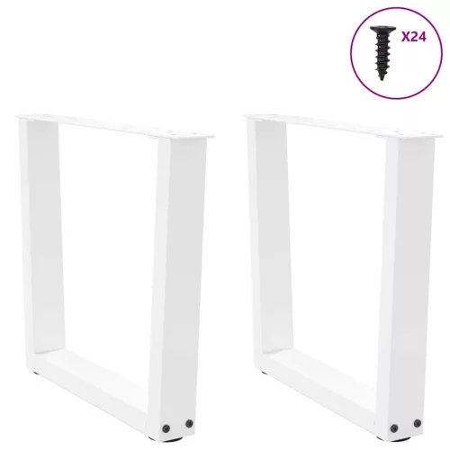  2 db fehér, V-alakú acél dohányzóasztal láb 50 x (42-43,3) cm