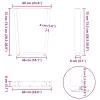  2 db fekete, V-alakú acél étkezőasztal láb 60 x (72-73,3) cm