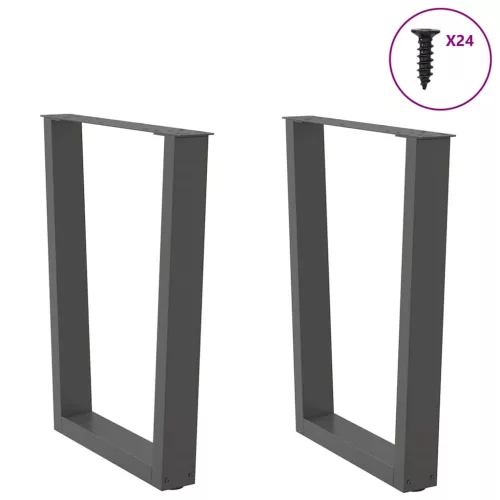  2 db antracitszürke, V-alakú acél étkezőasztal láb 60 x (72-73,3) cm