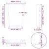  2 db antracitszürke, V-alakú acél étkezőasztal láb 60 x (72-73,3) cm