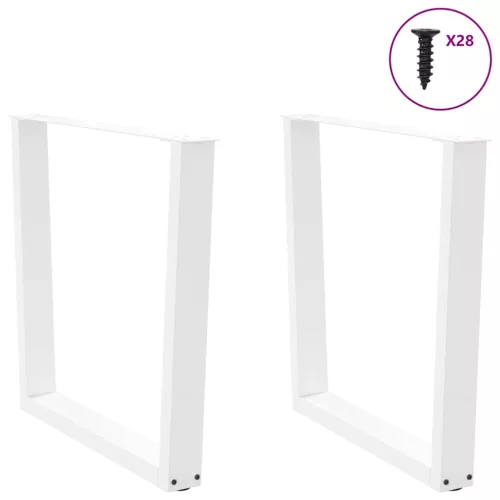  2 db fehér, V-alakú acél étkezőasztal láb 80 x (72-73,3) cm