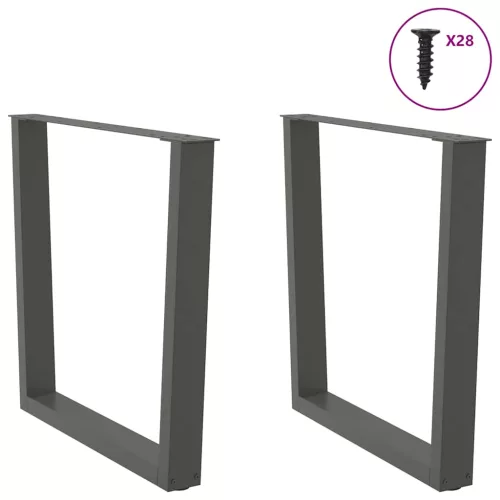  2 db antracitszürke, V-alakú acél étkezőasztal láb 80 x (72-73,3) cm