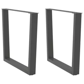    2 db antracitszürke, V-alakú acél étkezőasztal láb 90 x (72-73,3) cm