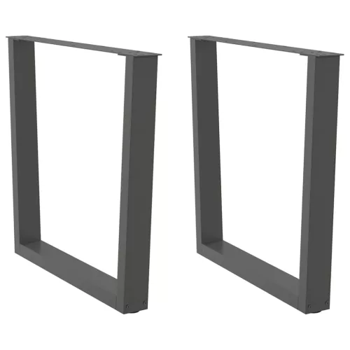  2 db antracitszürke, V-alakú acél étkezőasztal láb 90 x (72-73,3) cm