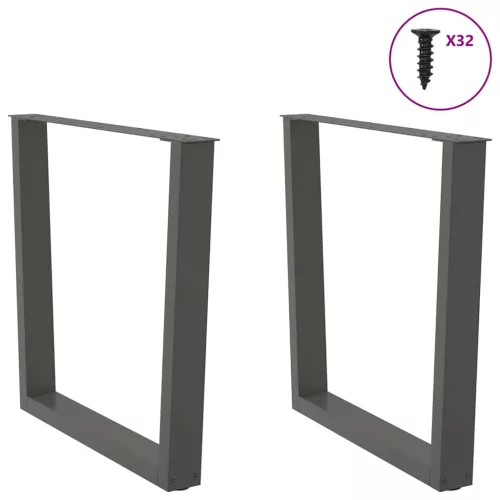  2 db antracitszürke, V-alakú acél étkezőasztal láb 90 x (72-73,3) cm