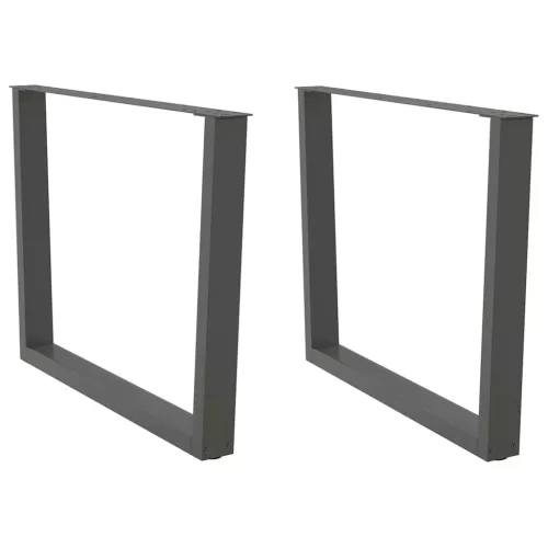  2 db antracitszürke étkezőasztal V-alakú láb 100 x (72-73,3) cm acél étkezőasztal láb