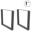  2 db antracitszürke étkezőasztal V-alakú láb 100 x (72-73,3) cm acél étkezőasztal láb