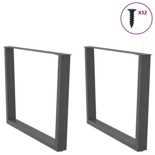  2 db antracitszürke étkezőasztal V-alakú láb 100 x (72-73,3) cm acél étkezőasztal láb