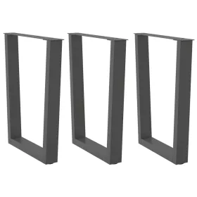    3 db antracitszürke, V-alakú acél étkezőasztalláb 70 x (72-73,3) cm