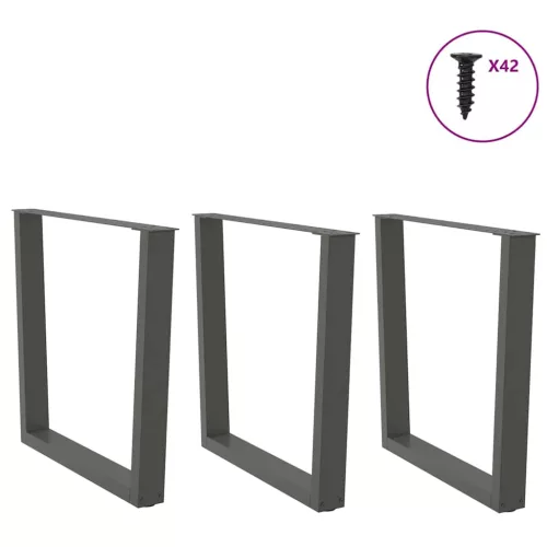  3 db antracitszürke, V-alakú acél étkezőasztalláb 80 x (72-73,3) cm