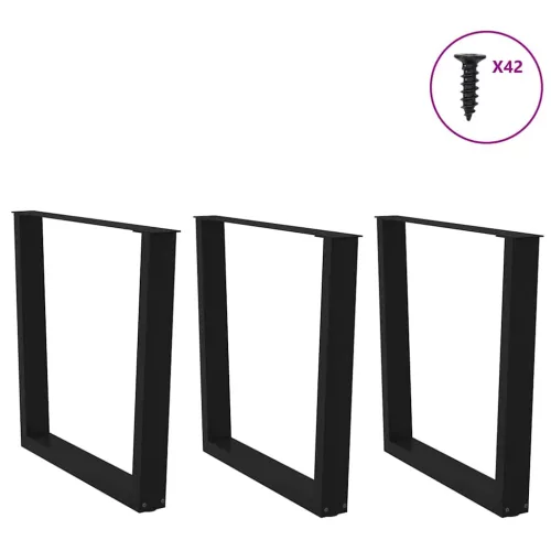 3 db fekete, V-alakú acél étkezőasztal láb 90 x (72-73,3) cm