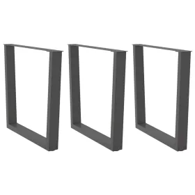    3 db antracitszürke, V-alakú acél étkezőasztalláb 90 x (72-73,3) cm