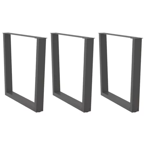  3 db antracitszürke, V-alakú acél étkezőasztalláb 90 x (72-73,3) cm