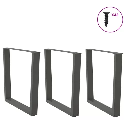 3 db antracitszürke, V-alakú acél étkezőasztalláb 90 x (72-73,3) cm