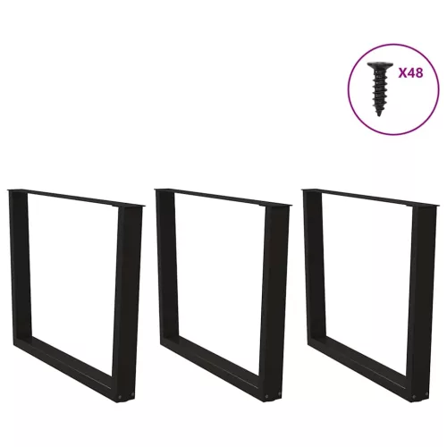  3 db V-alakú étkezőasztal láb fekete 100 x (72-73,3) cm acél étkezőasztal láb